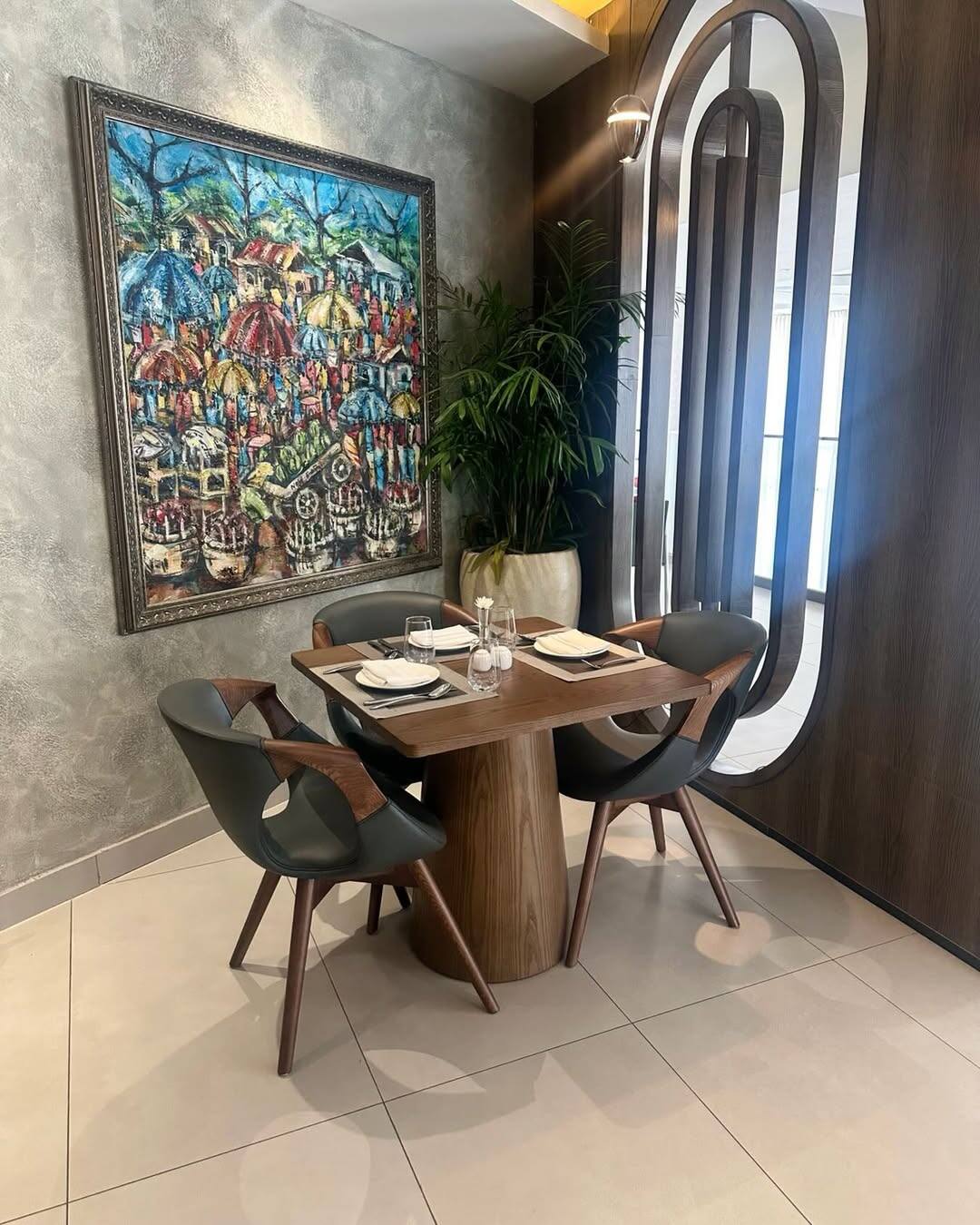 Dining corner with art